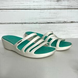 Crocs Rhonda Wedge Sandals White Shoe Size 11